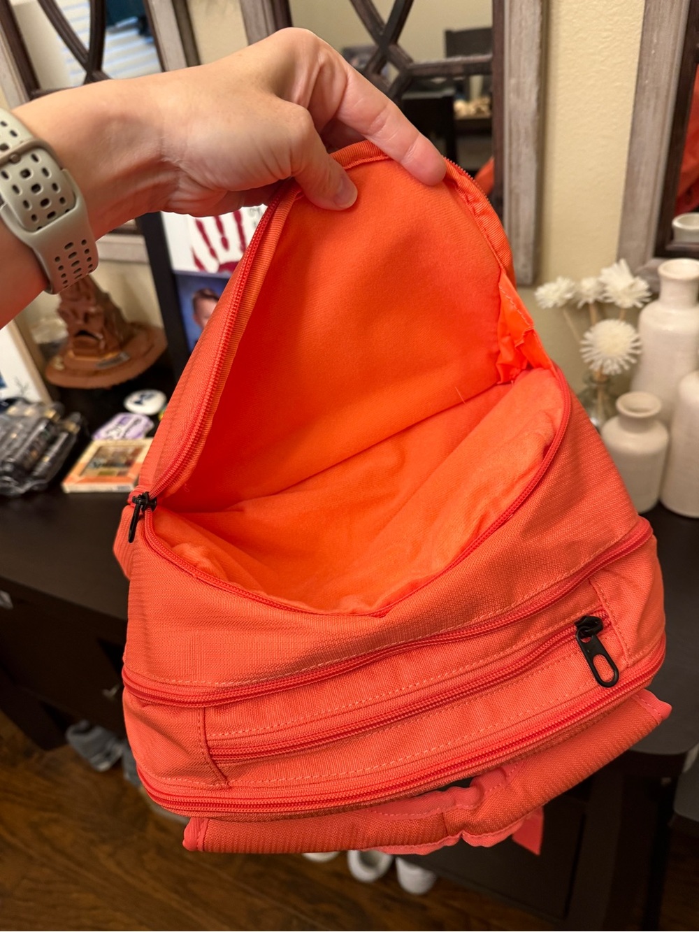 New Nike Brasilia Large School Work Laptop Sports Backpack Black and Coral - Picture 7 of 9